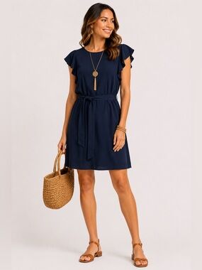 Banana Republic Womens Ruffled Midi Dress Size Medium Sleeveless Minimalistcore